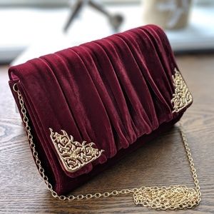 Burgundy Velvet Clutch